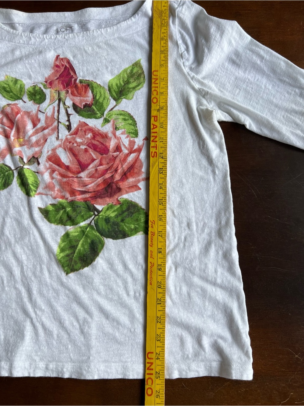 Vintage White Floral Rose 3/4 Sleeve Top - Picture 7 of 10